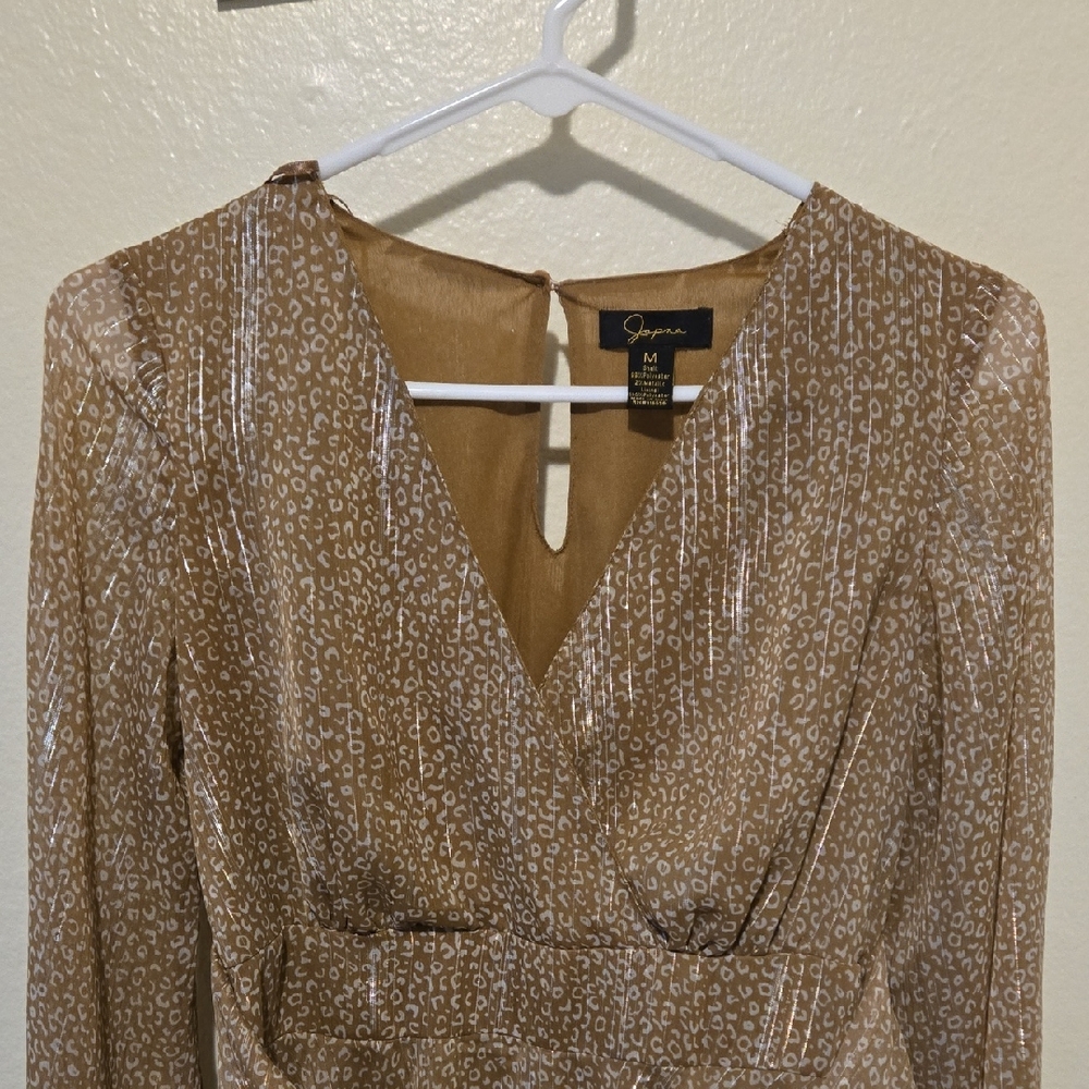 Tan Patterned Long Sleeve Dress